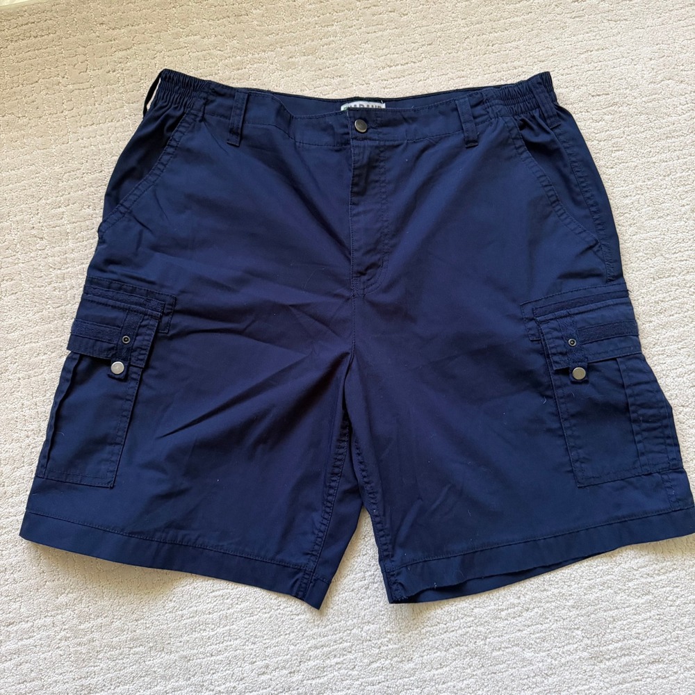 Haband Mens Navy Blue Cargo Shorts Elastic Waist Utility Pockets Sz40 Gorpcore